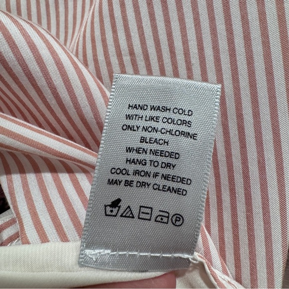 John Mark Stripe Embroidered Button Down Long Sleeve Shirt Floral Pink Size M - Picture 8 of 10